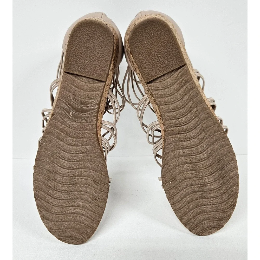Naturalizer Renee Nude Beige Strappy Gladiator Wedge Sandals Womens 7M Back Zip